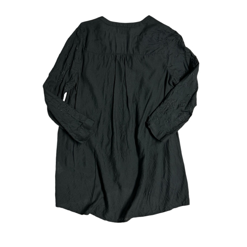 Lucky Brand embroidered pattern black top - Picture 2 of 3